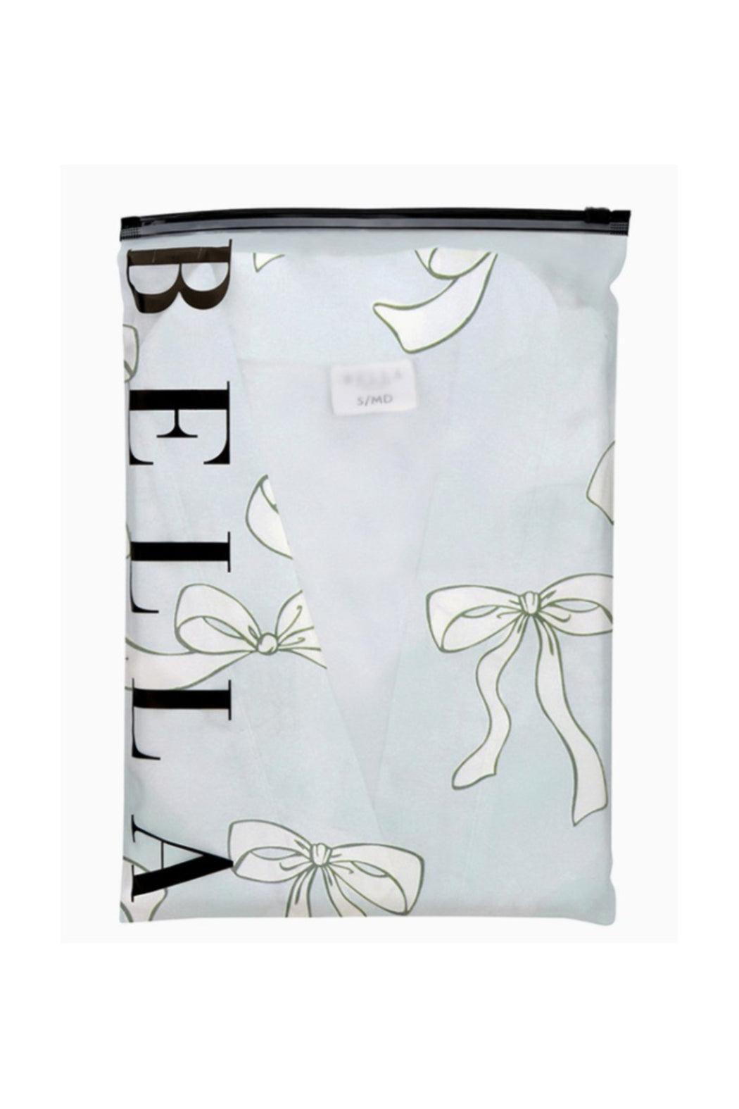 Ruffled Satin Robe - Blue Bows Product Image