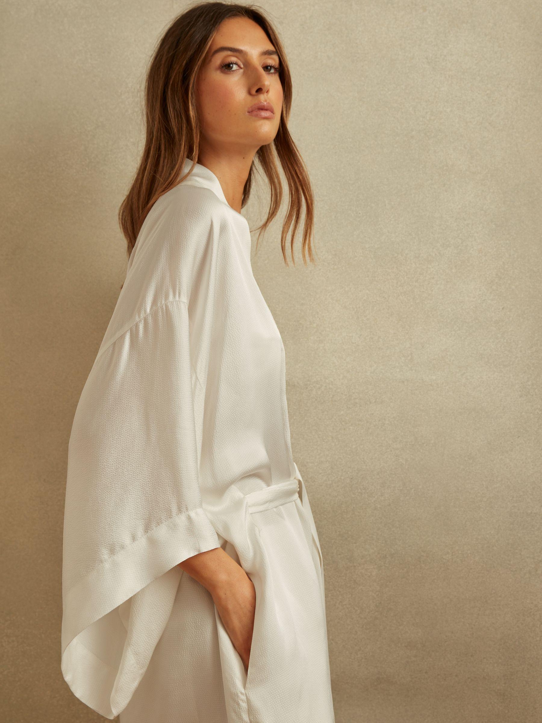 Textured Belted Kimono in Ivory Product Image