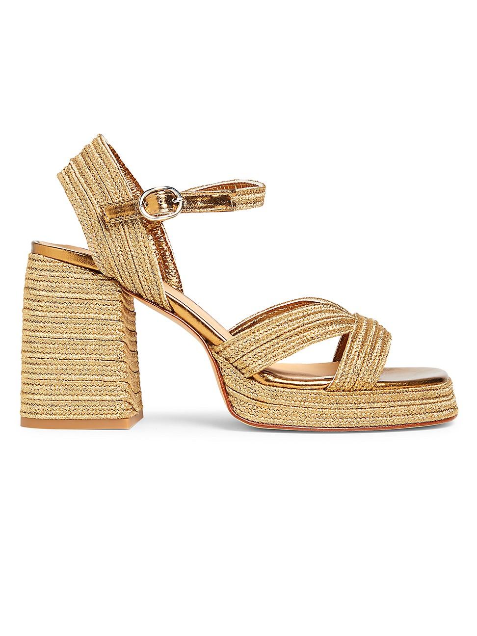 Womens Valle 100MM Woven Block-Heel Sandals Product Image