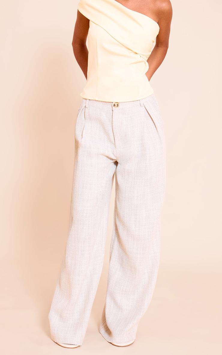 Petite Stone Tailored Linen Look Wide Leg Pants Product Image
