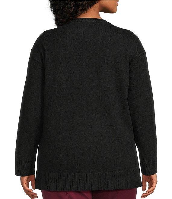 Slim Factor by Investments Plus Size Madison Crew Neck Long Sleeve Sweater Product Image
