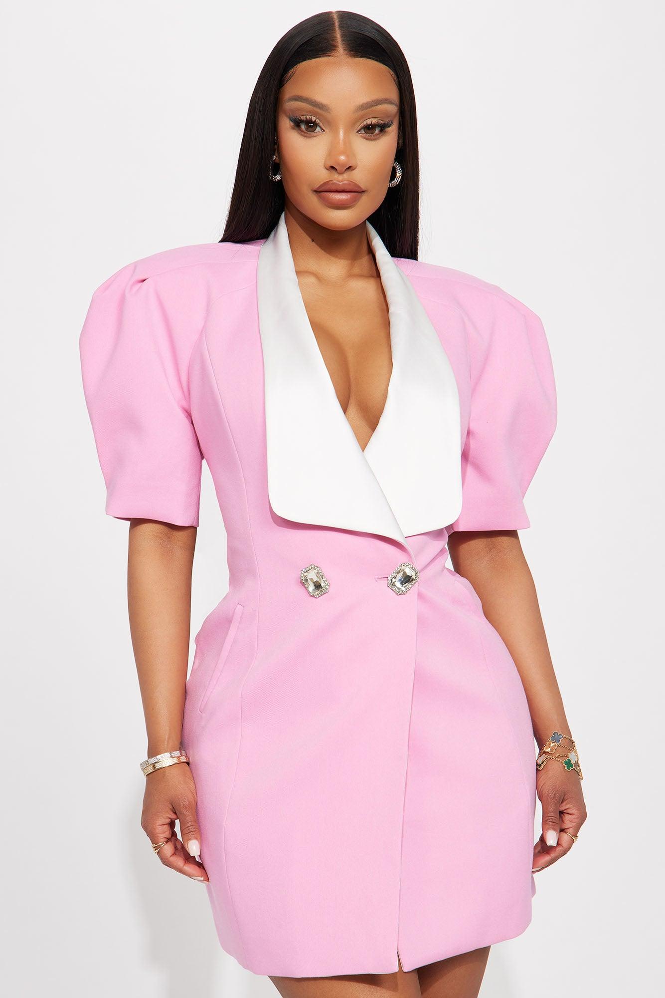 Audrey Blazer Mini Dress - Pink Product Image