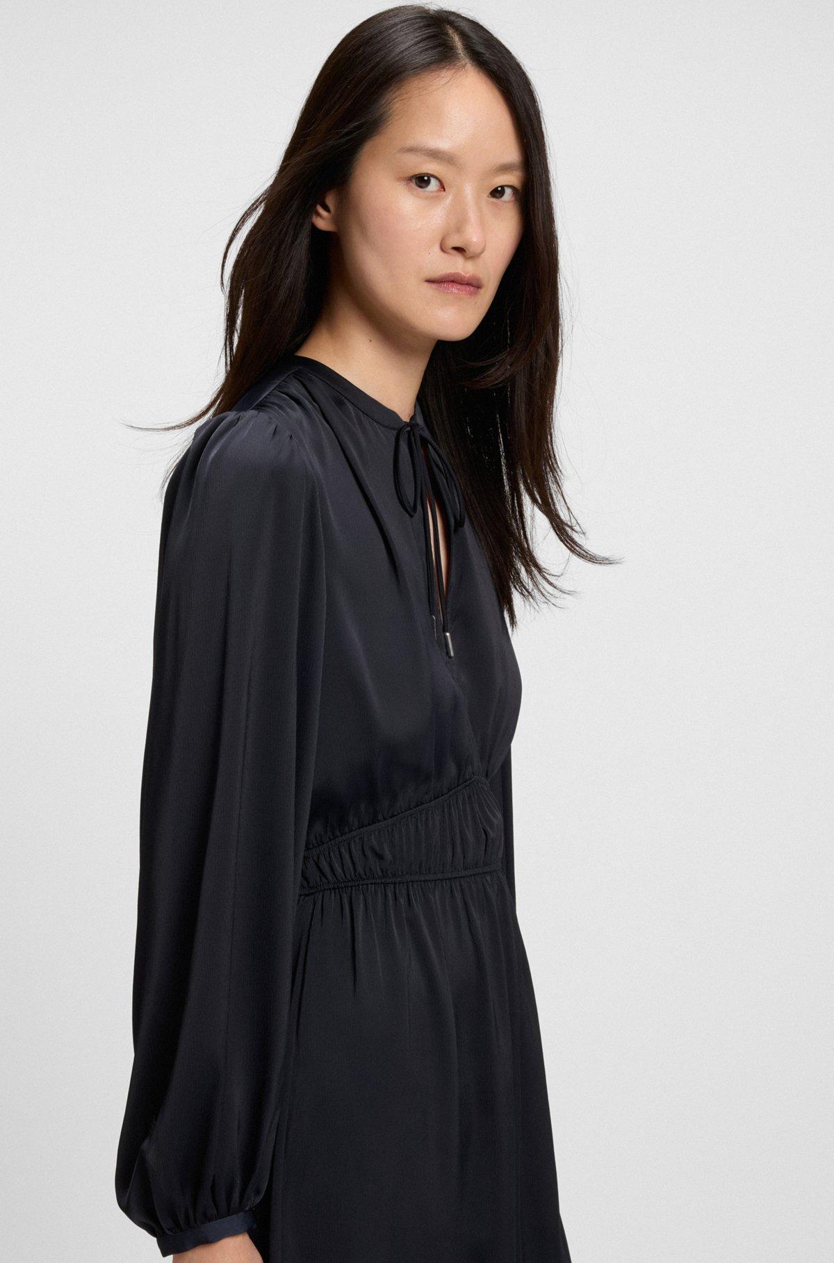 BOSS - Crinkle-satin mini dress with gathered details - Dark Blue Product Image