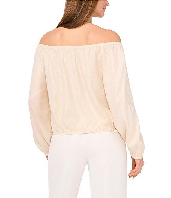 Vince Camuto Off-The-Shoulder Button Down Tie Front Blouse Product Image