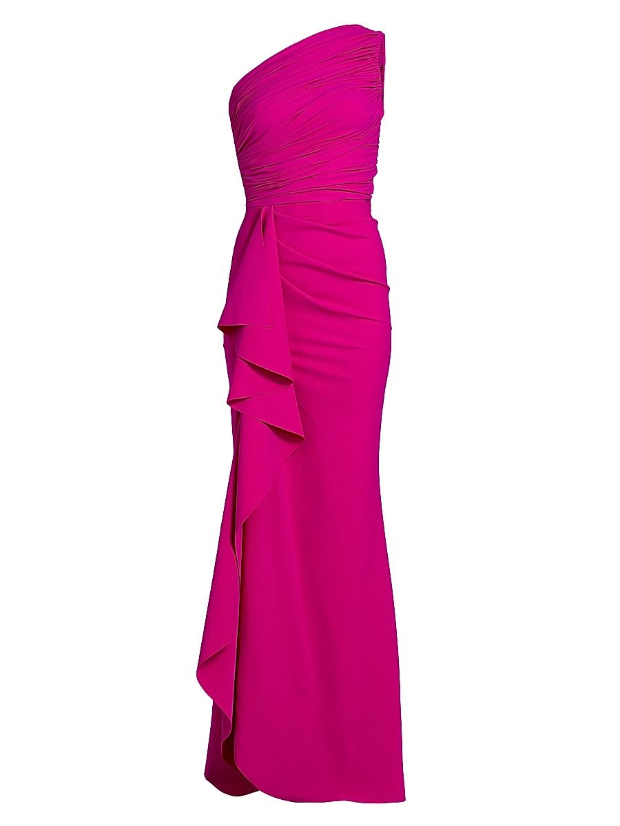 Womens Aziza Ruched One-Shoulder Gown Product Image