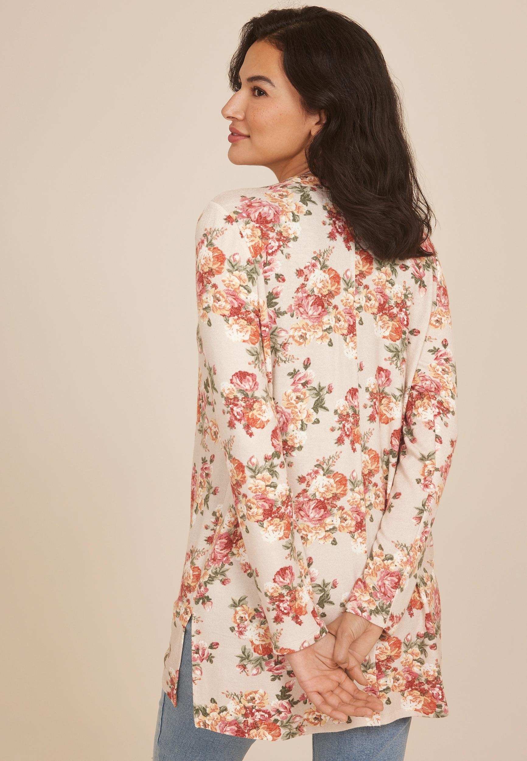 Maurices Womens Floral Hacci Cardigan Product Image