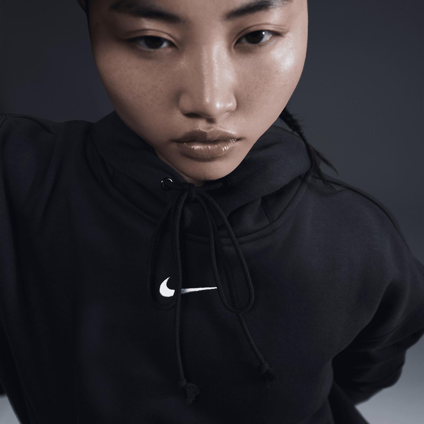 Nike Womens Nike Phoenix Fleece OS Pullover Hoodie - Womens Black/White Product Image