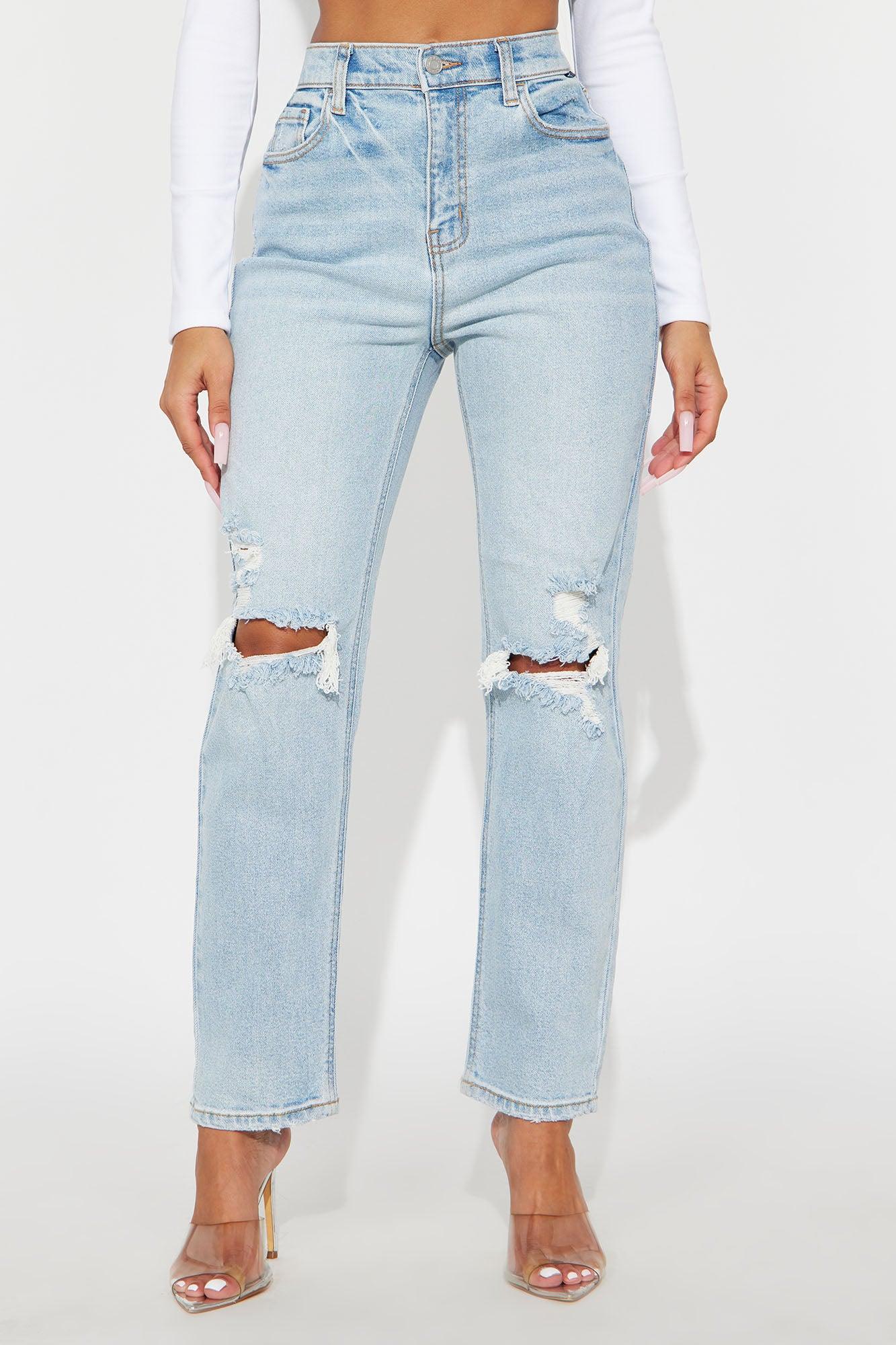Astoria Ripped Straight Leg Jeans - Light Wash Female Product Image