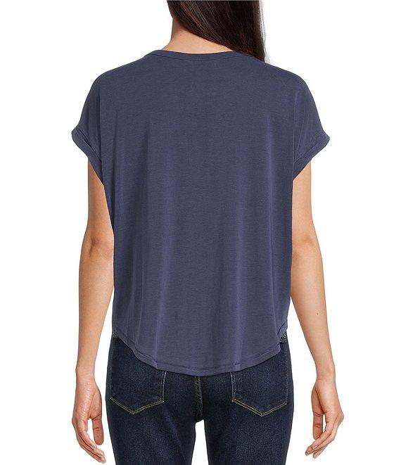 Lucky Brand Scoop Neck Short Sleeve Slouchy Round Hem T-Shirt Product Image