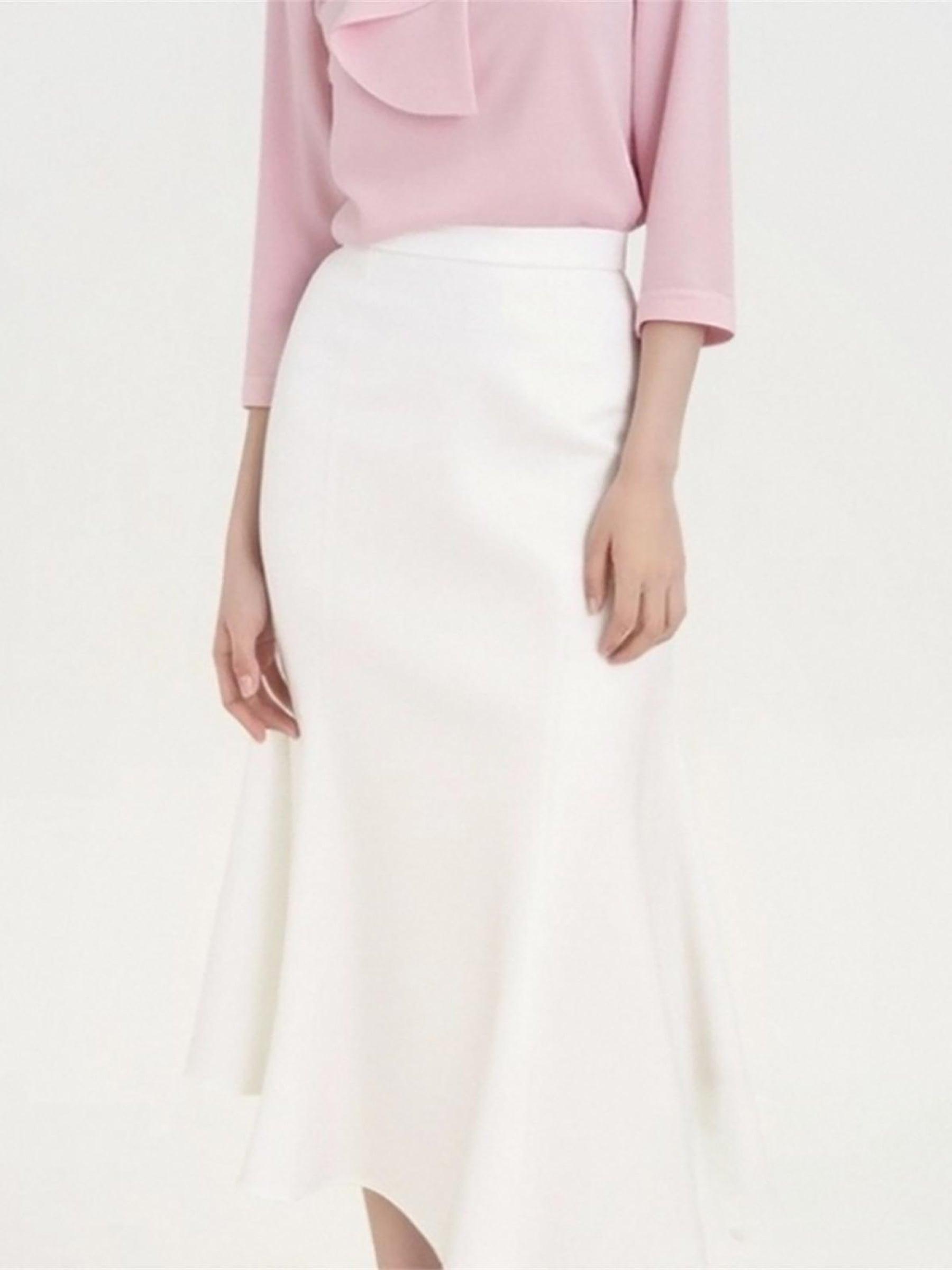 Acetate Blend Ruffle Blouse And Mermaid Skirt Two-Piece Set Product Image