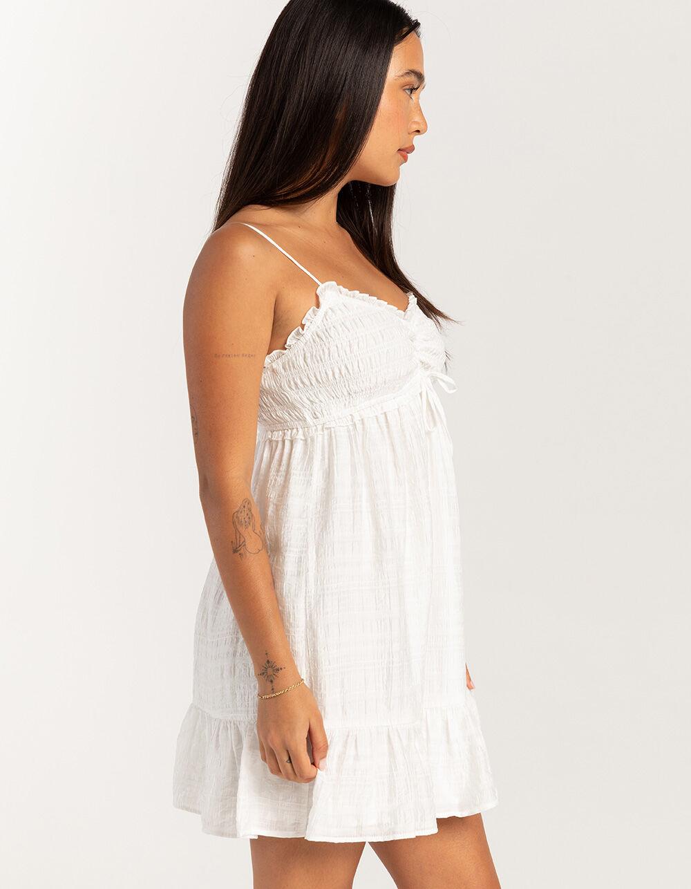 RSQ Womens Cinch Bust Texture Babydoll Dress - WHITE Product Image