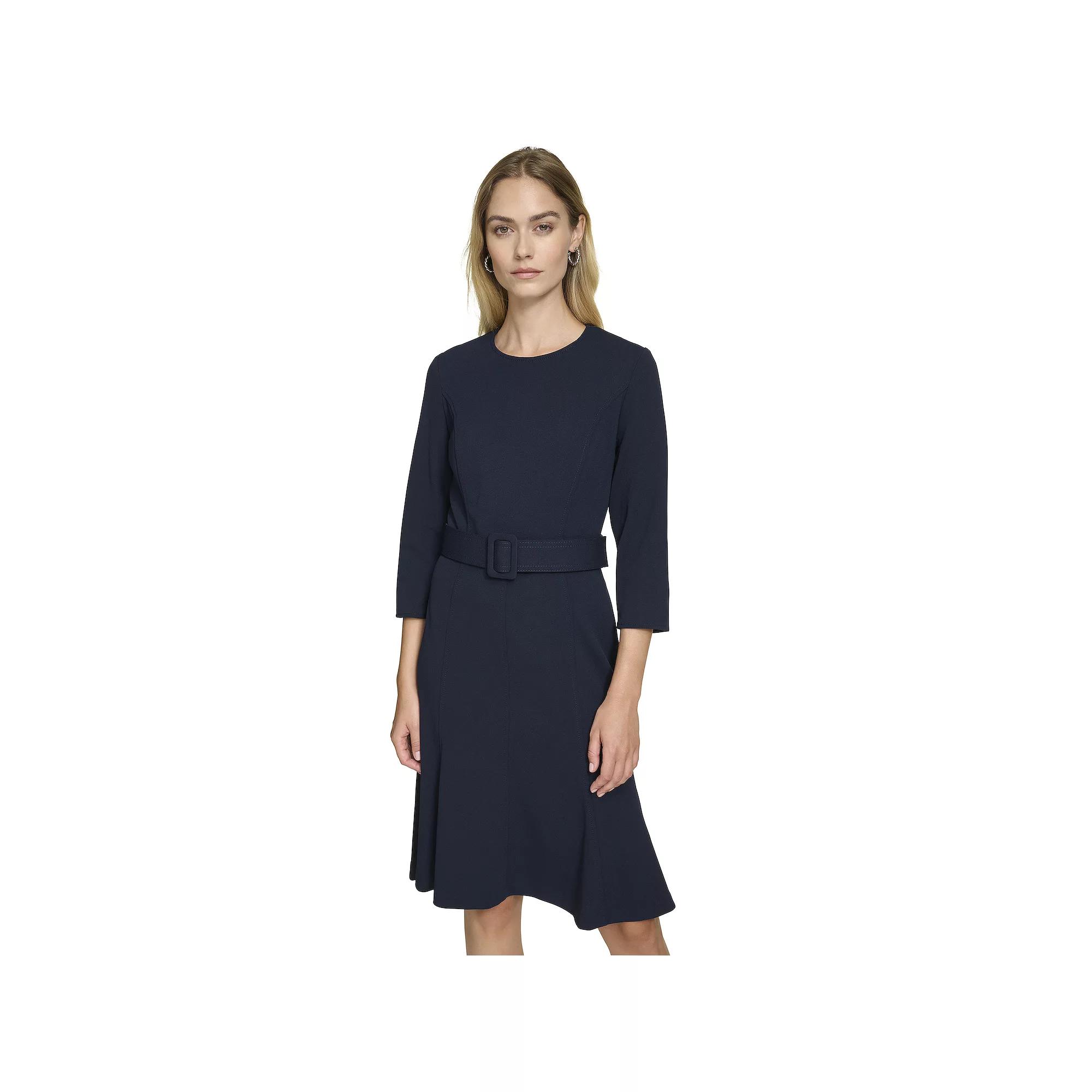 Women's Andrew Marc Belted Fit & Flare Mini Dress,  Product Image