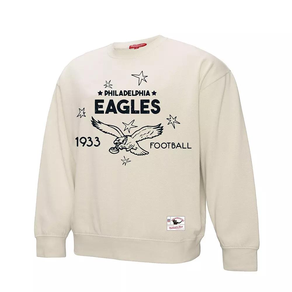 Women's Mitchell & Ness Cream Philadelphia Eagles Shooting Stars Pullover Sweatshirt, Size: 2XL, Beige Product Image