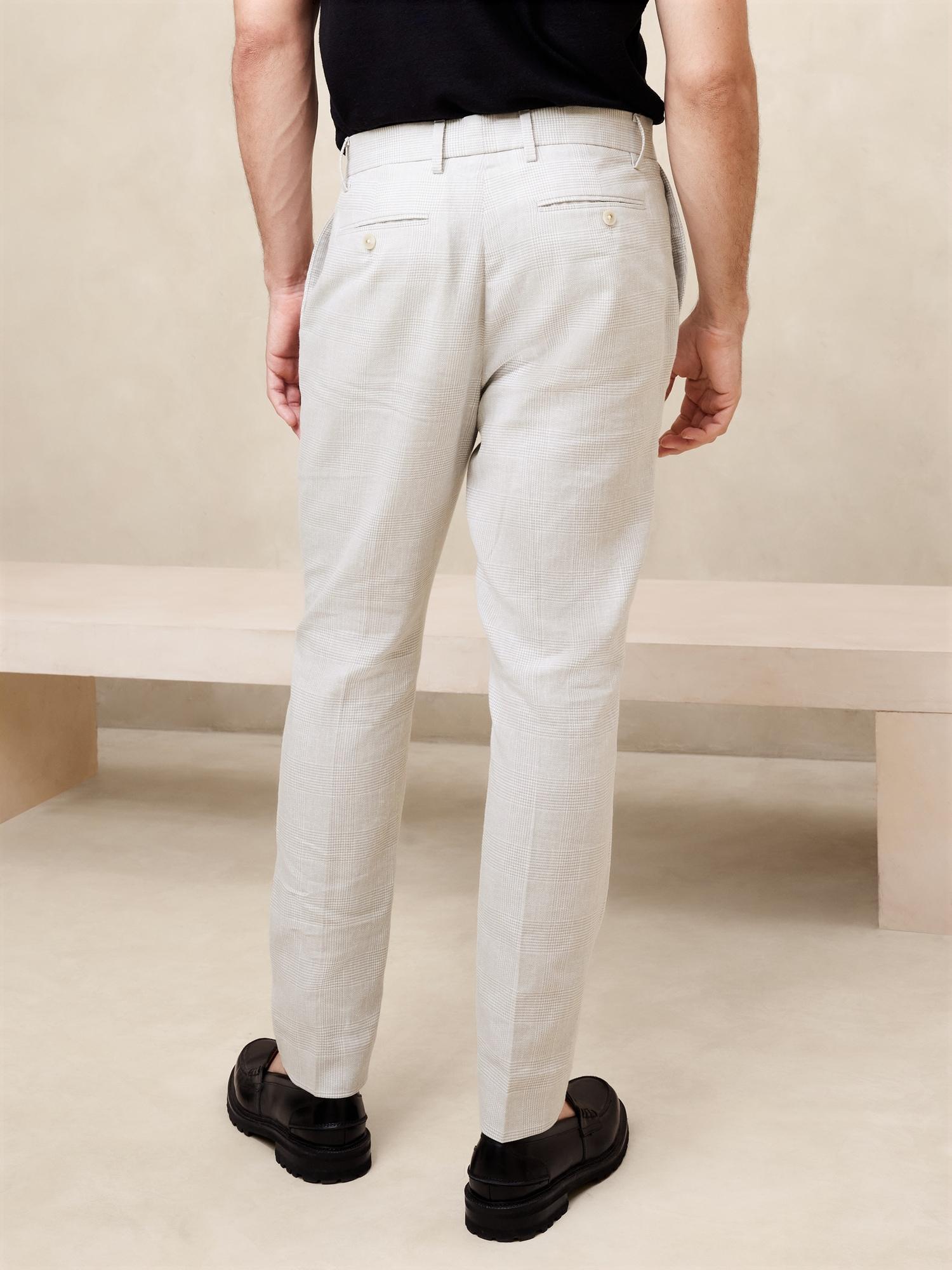 Tailored-Fit Linen-Blend Glen Plaid Suit Trouser Product Image