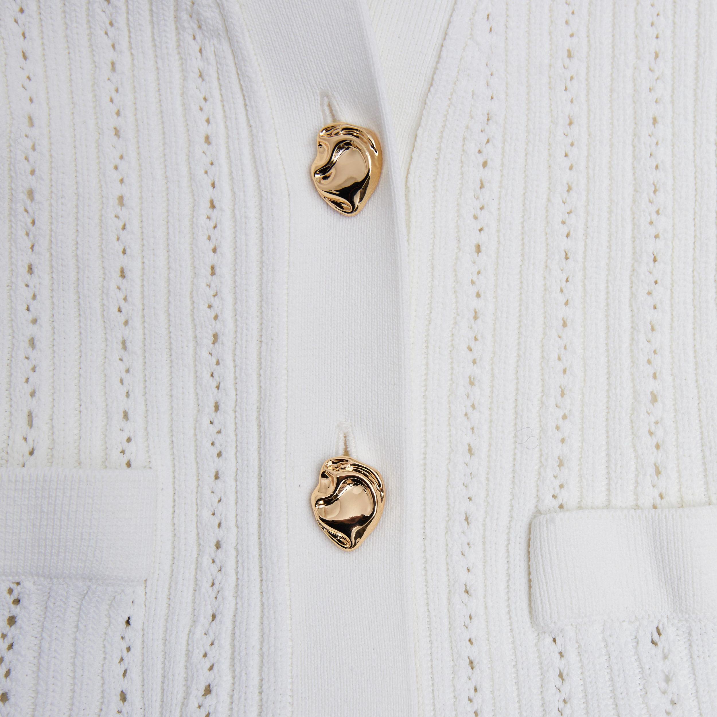 White Peplum Knit Top Product Image