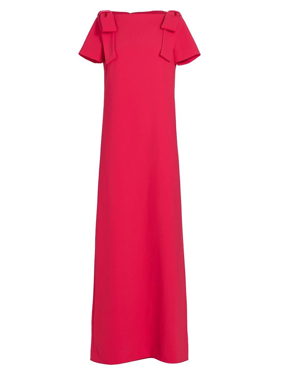 Womens Short-Sleeve Bow-Embellished Gown Product Image