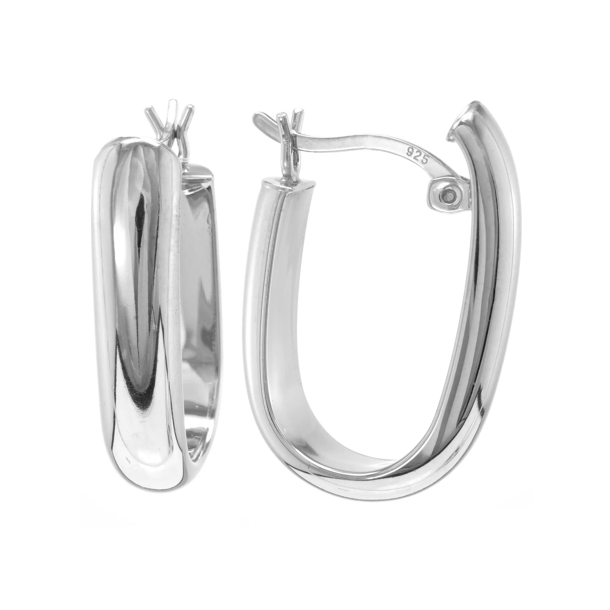 Judy Crowell Sterling Silver Wide U-Hoop Earrings, Women's Product Image