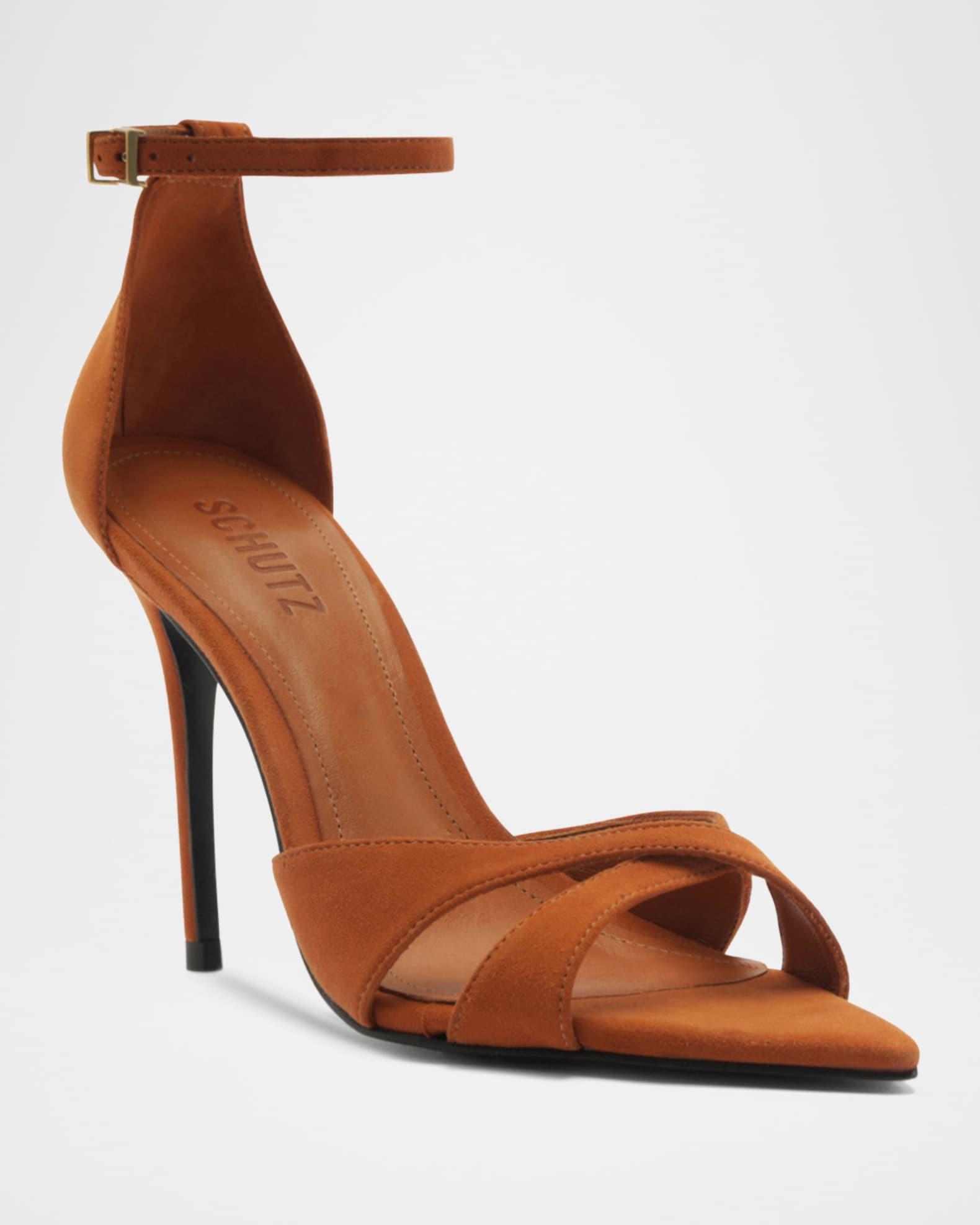 Hilda Leaf Suede Stiletto Sandals Product Image