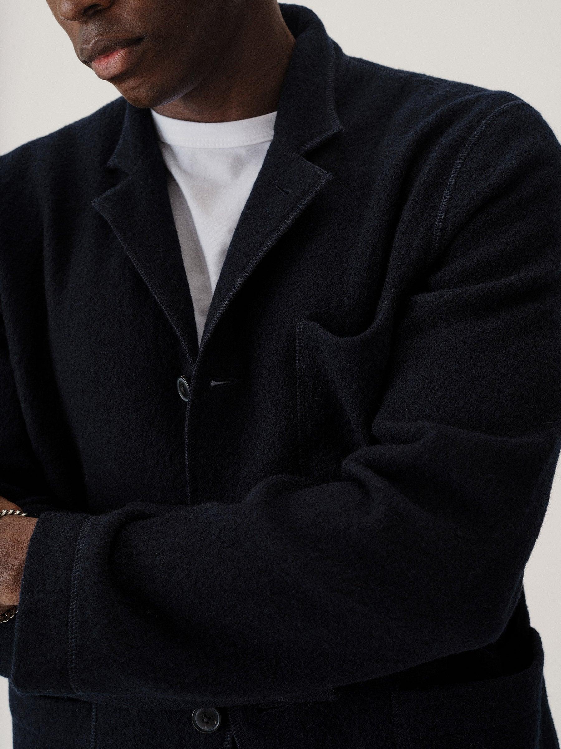 Navy Felted Chore Coat Product Image