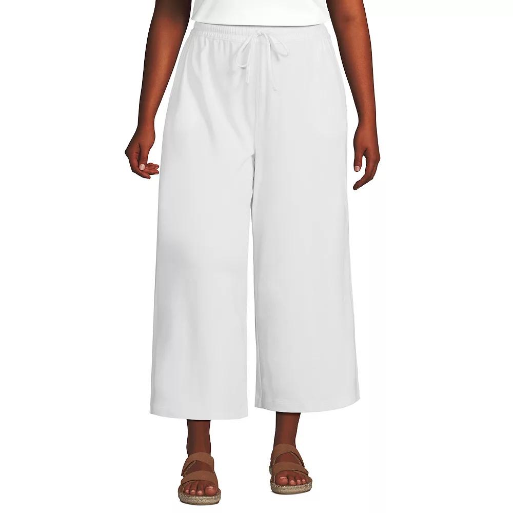 Plus Size Lands' End Sport Knit Wide-Leg Crop Pants, Women's, Size: 3XL, White Product Image