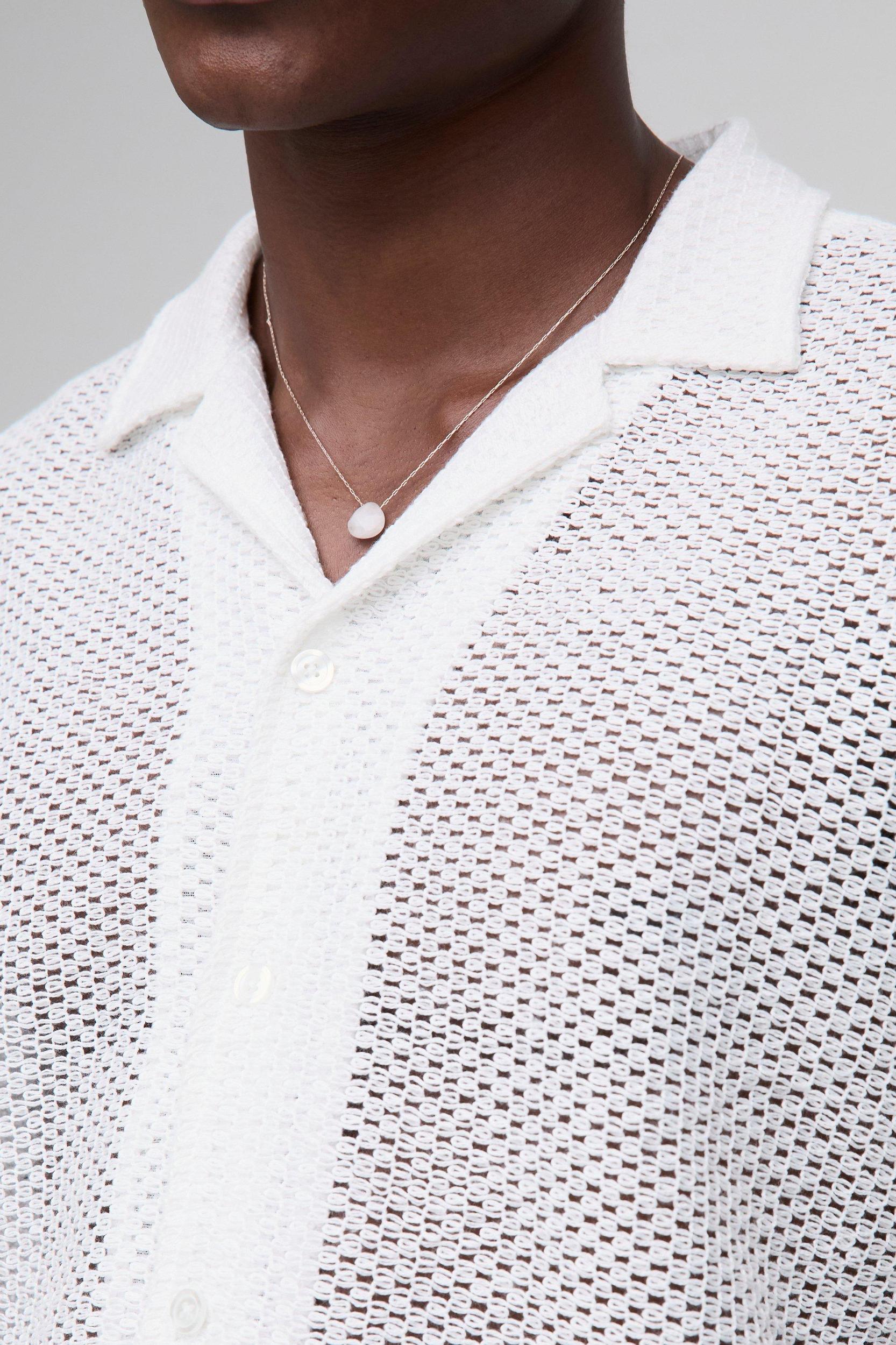 Oversized Official Homme Embroidered Open Weave Shirt | boohooMAN USA Product Image