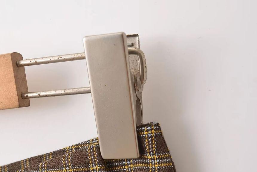 Low Waist Plaid Mini A-Line Pleated Skirt Product Image