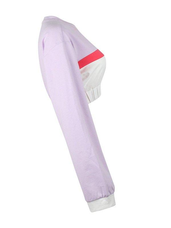 Patchwork Long Sleeve Crop Sweatshirt Product Image