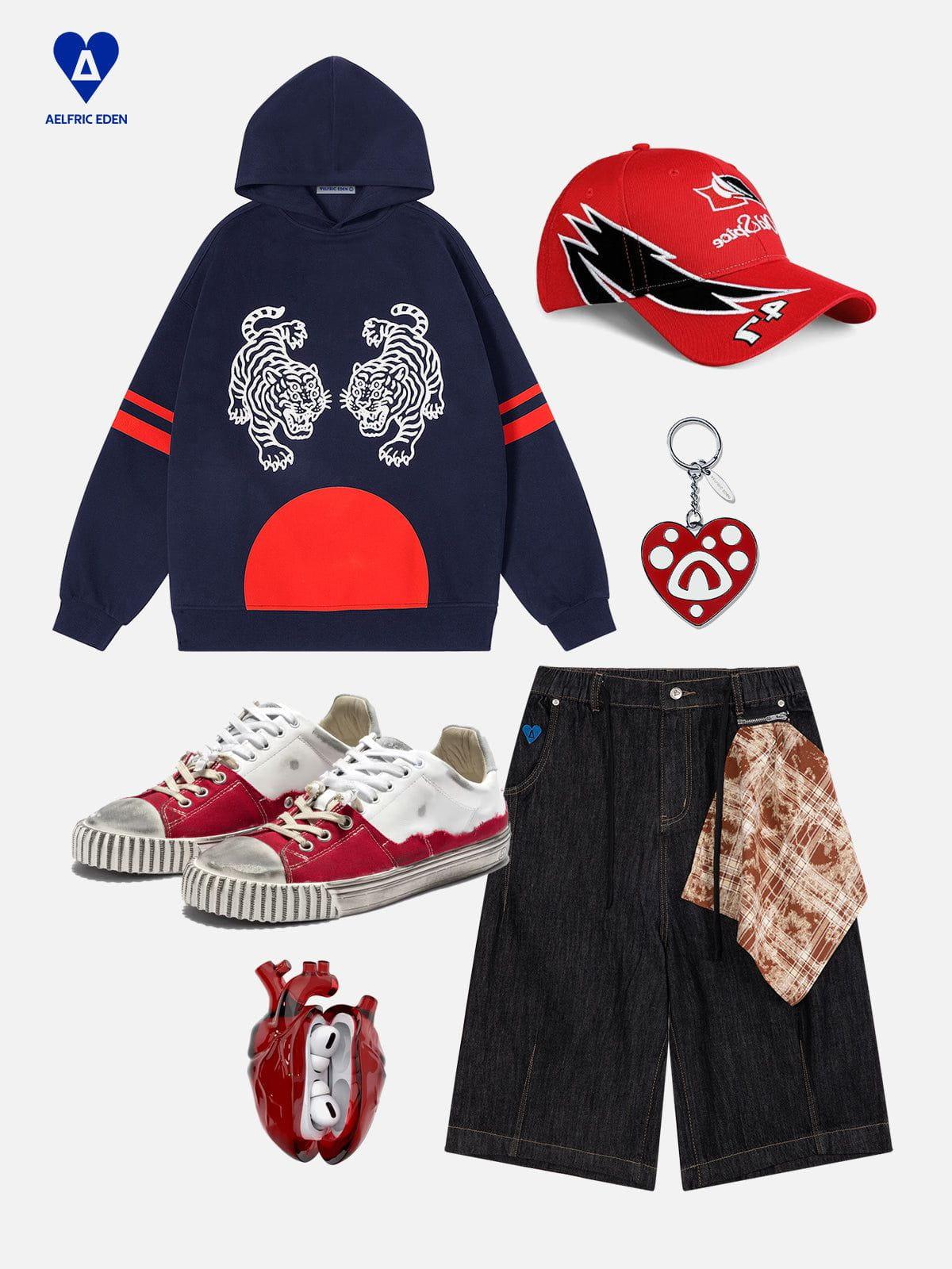 Aelfric Eden Oversized  Embroidery Tiger Hoodie Product Image