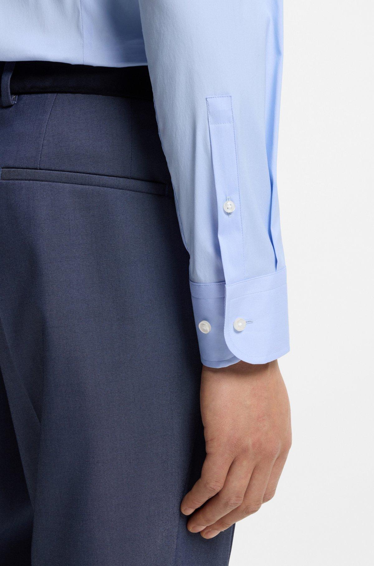 Easy-iron slim-fit shirt in cotton-blend poplin Product Image