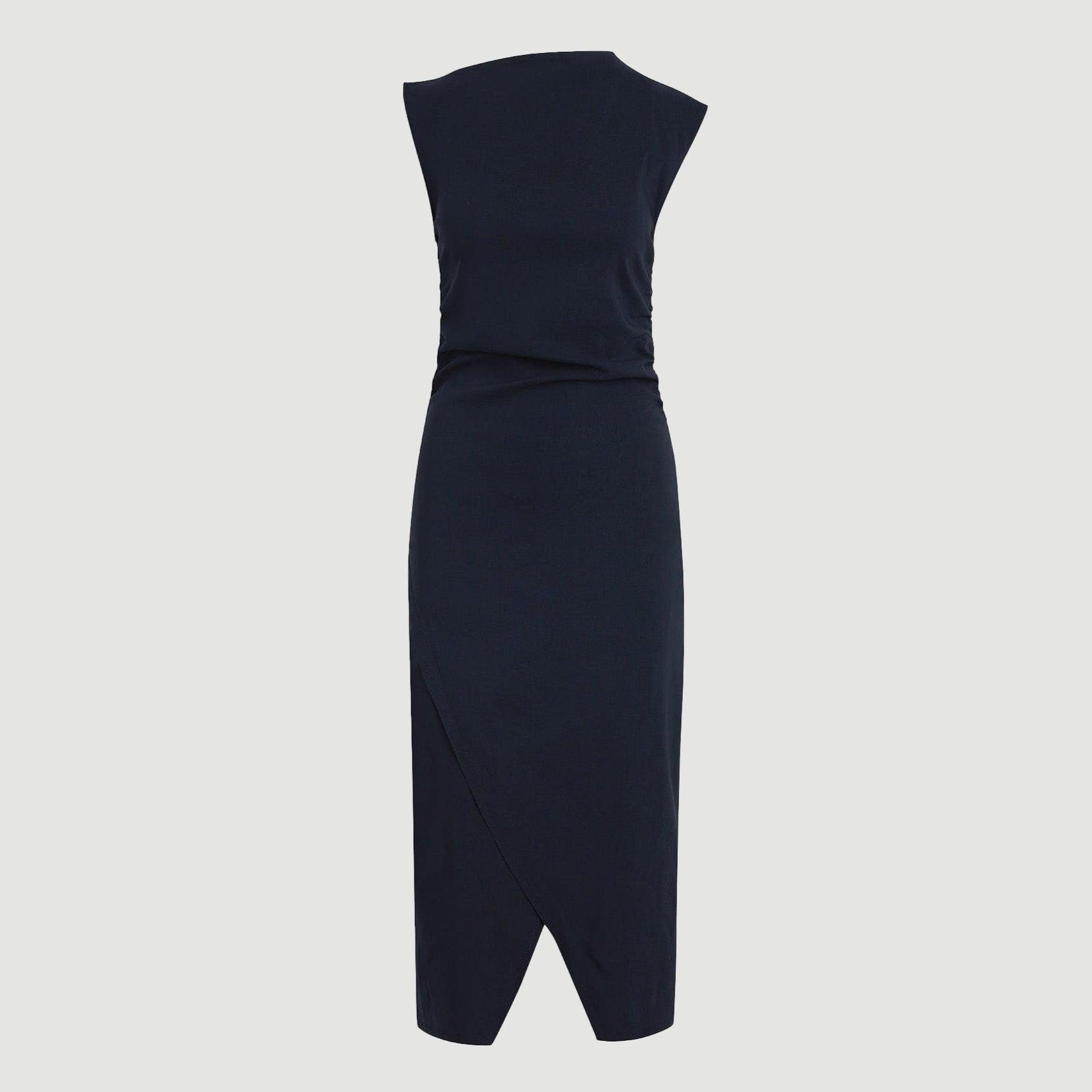 Manon Asymmetric-Neck Ruched Dress (Petite) Product Image