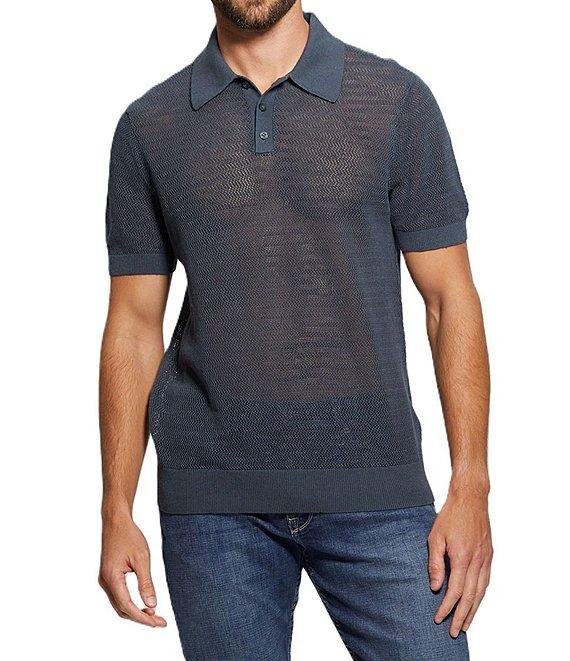 Guess Short Sleeve Open Herringbone Eric Polo Shirt Product Image