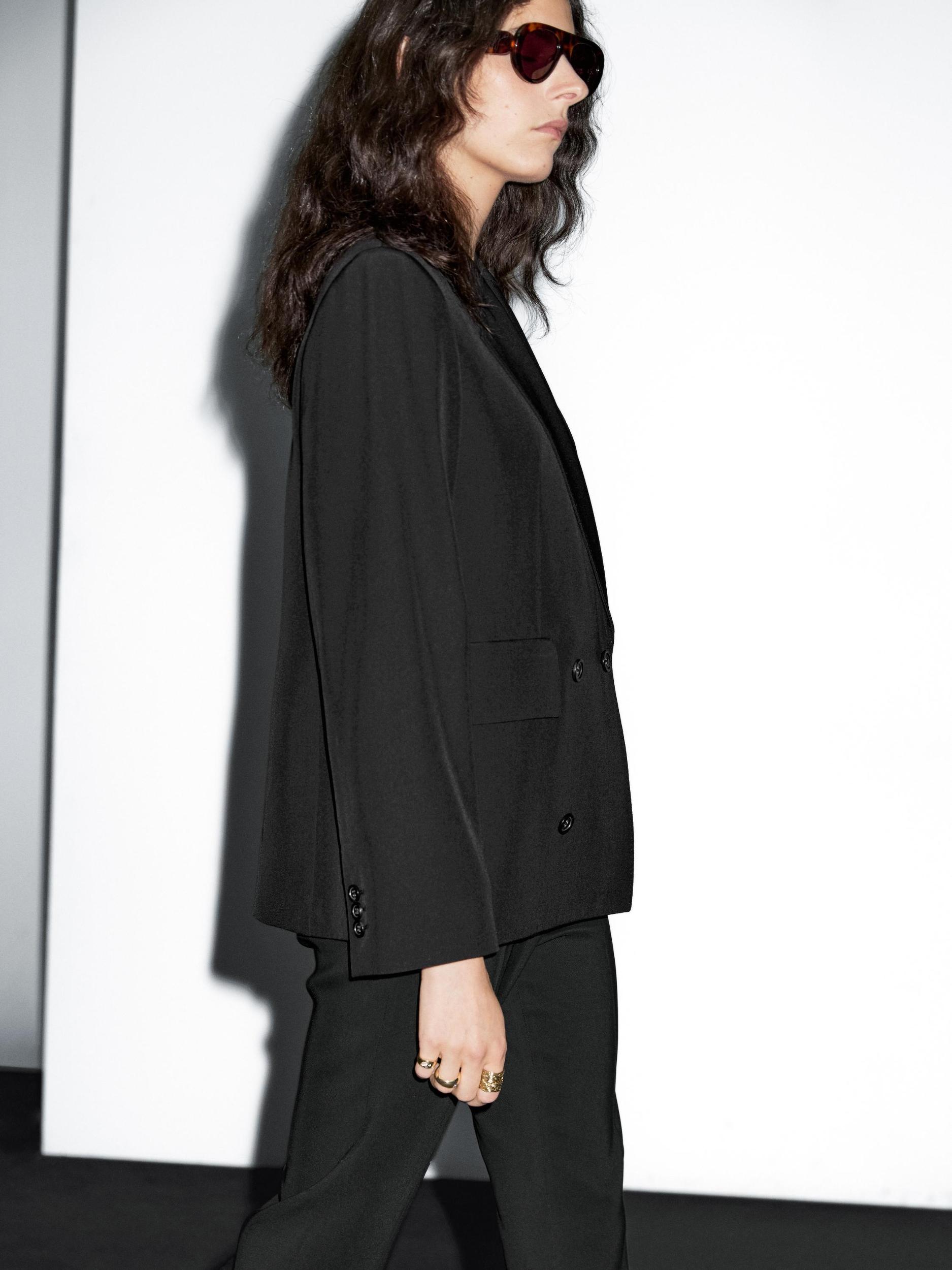 Cropped wool blend double-breasted blazer Product Image