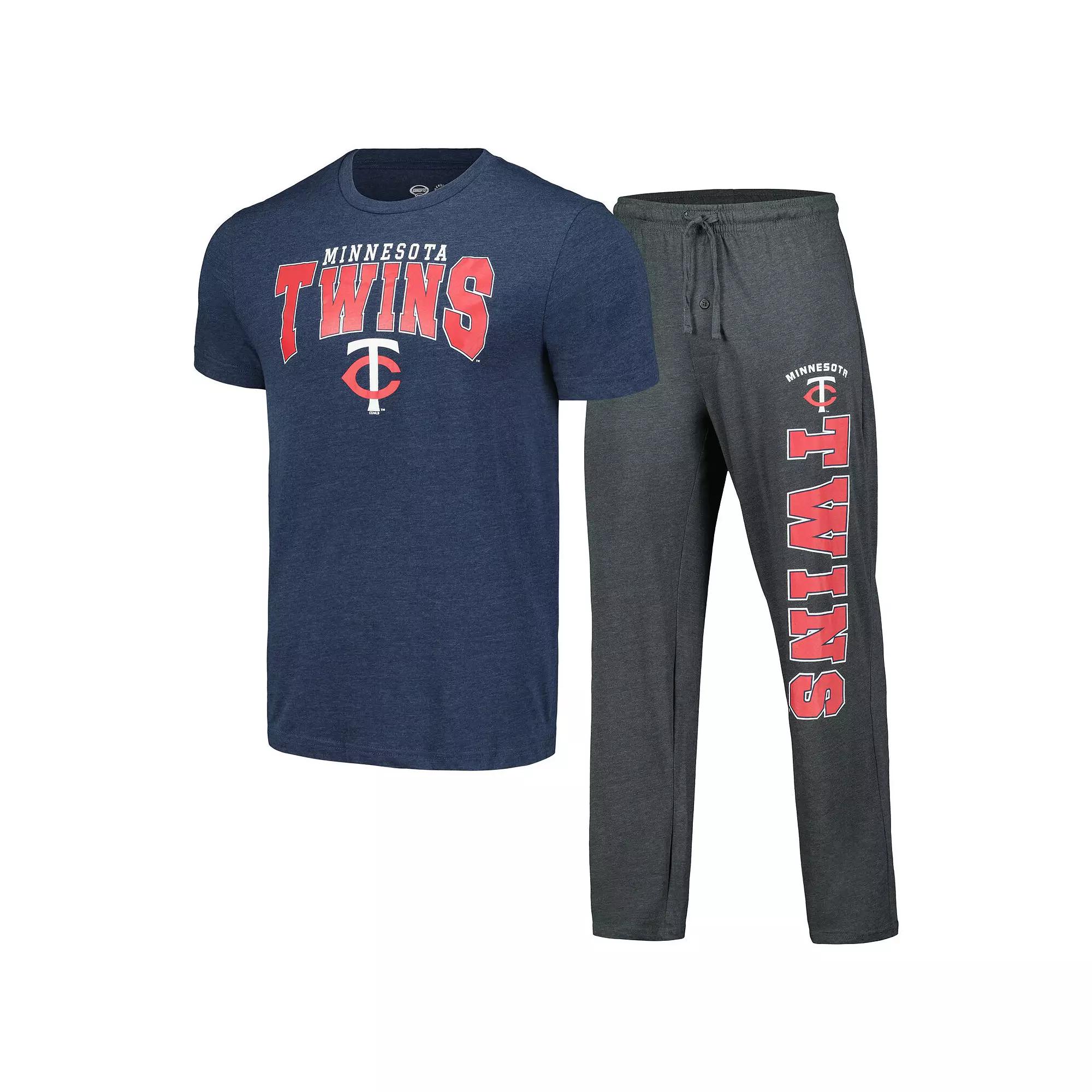 Men's Concepts Sport Charcoal/Navy Minnesota Twins Meter T-Shirt & Pants Sleep Set,  Product Image
