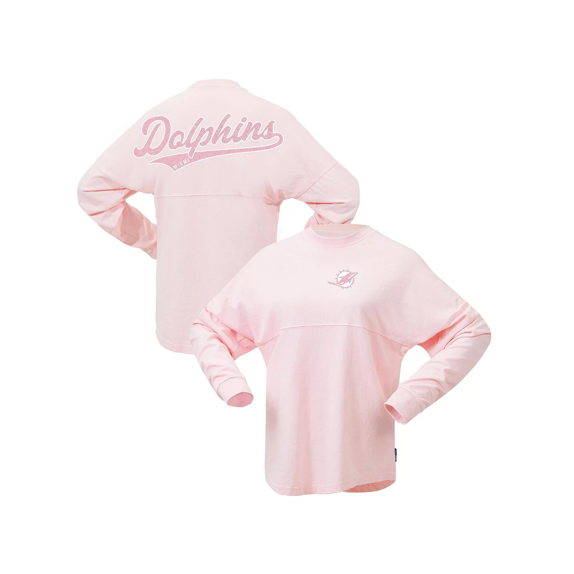 Women's Fanatics Branded Pink Miami Dolphins Millennial Spirit Jersey T-Shirt,  Product Image