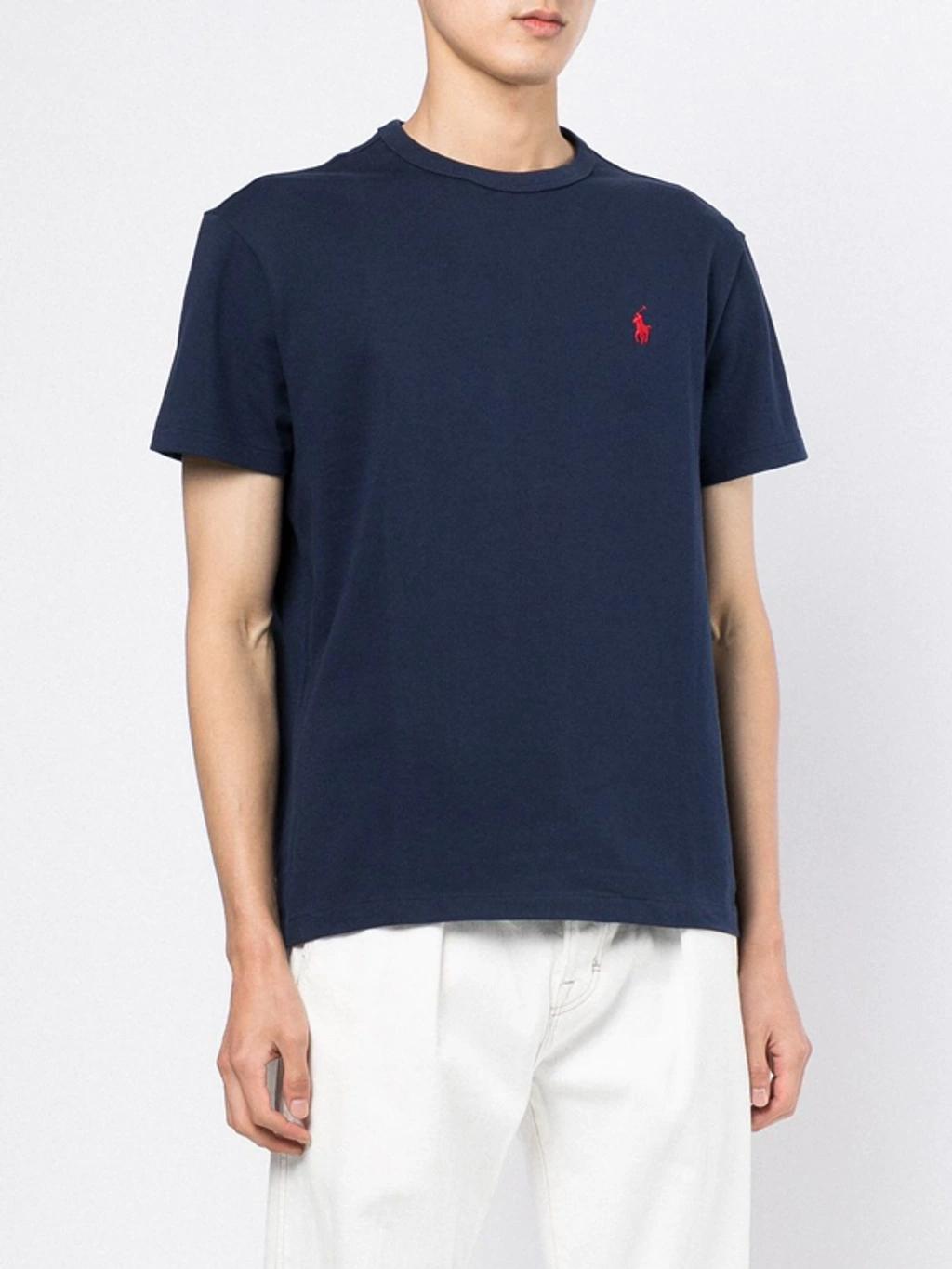 POLO RALPH LAUREN Slim-fit Logo-embroidered Cotton-jersey T-shirt In Navy Product Image