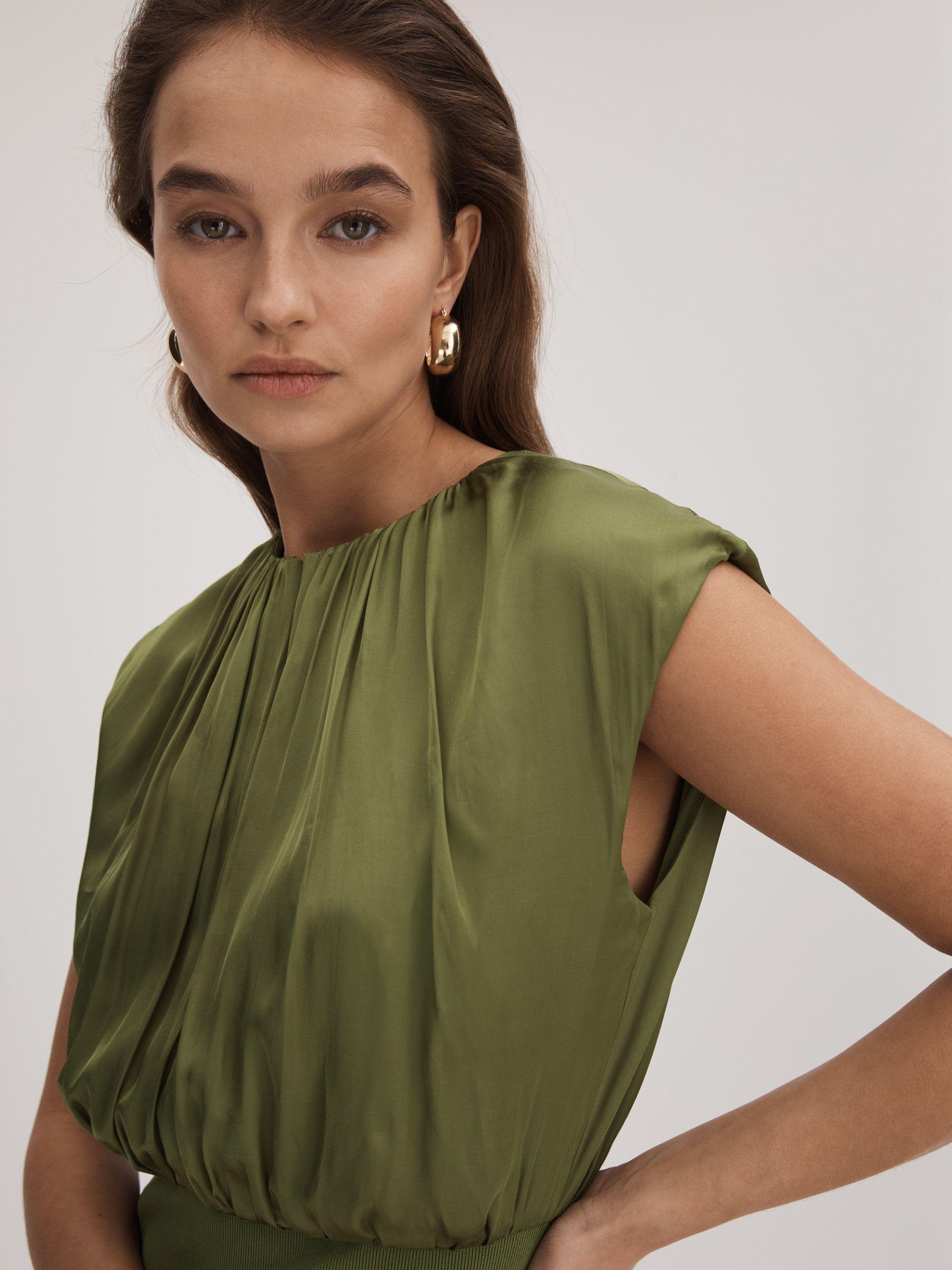 Florere Dropped Waist Midi Dress in Khaki Product Image