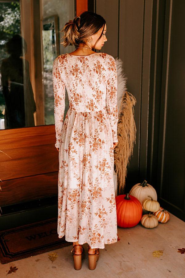 Falling In Love Mesh Floral Midi in Cream Product Image