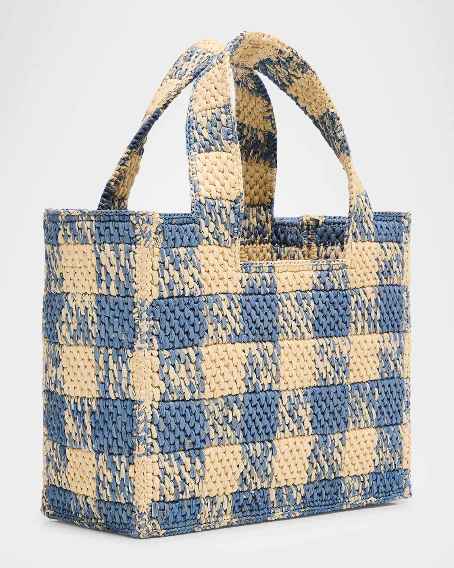 x Paula’s Ibiza Small Tote Bag in Gingham Raffia Product Image