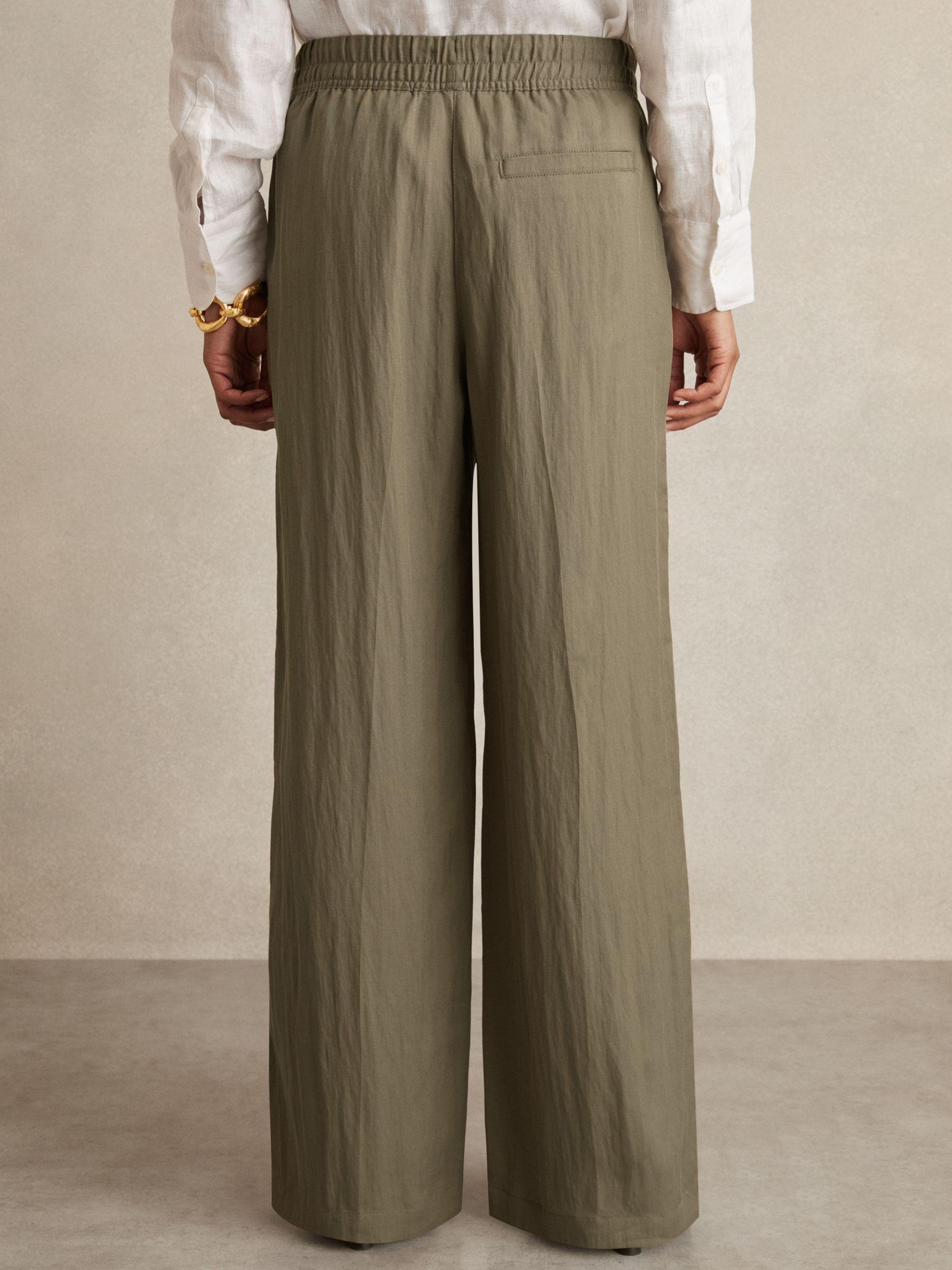 Lyocell-Blend Drawstring Trousers in Khaki Product Image