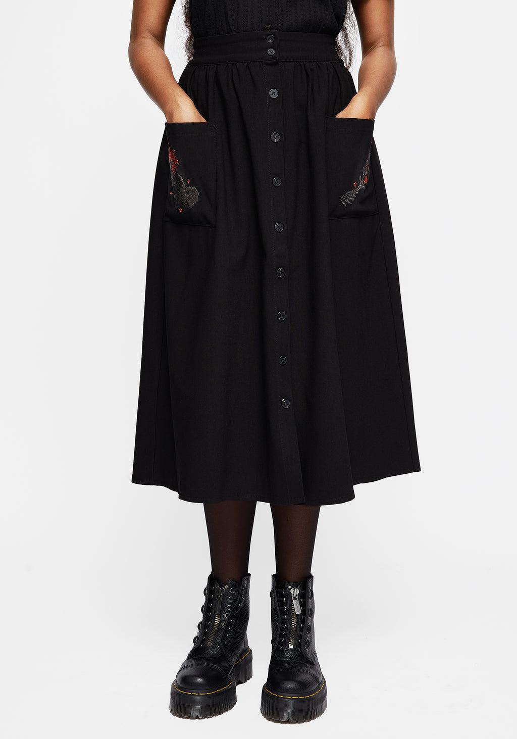 Foxfire Embroidered Button Up Midi Skirt Product Image