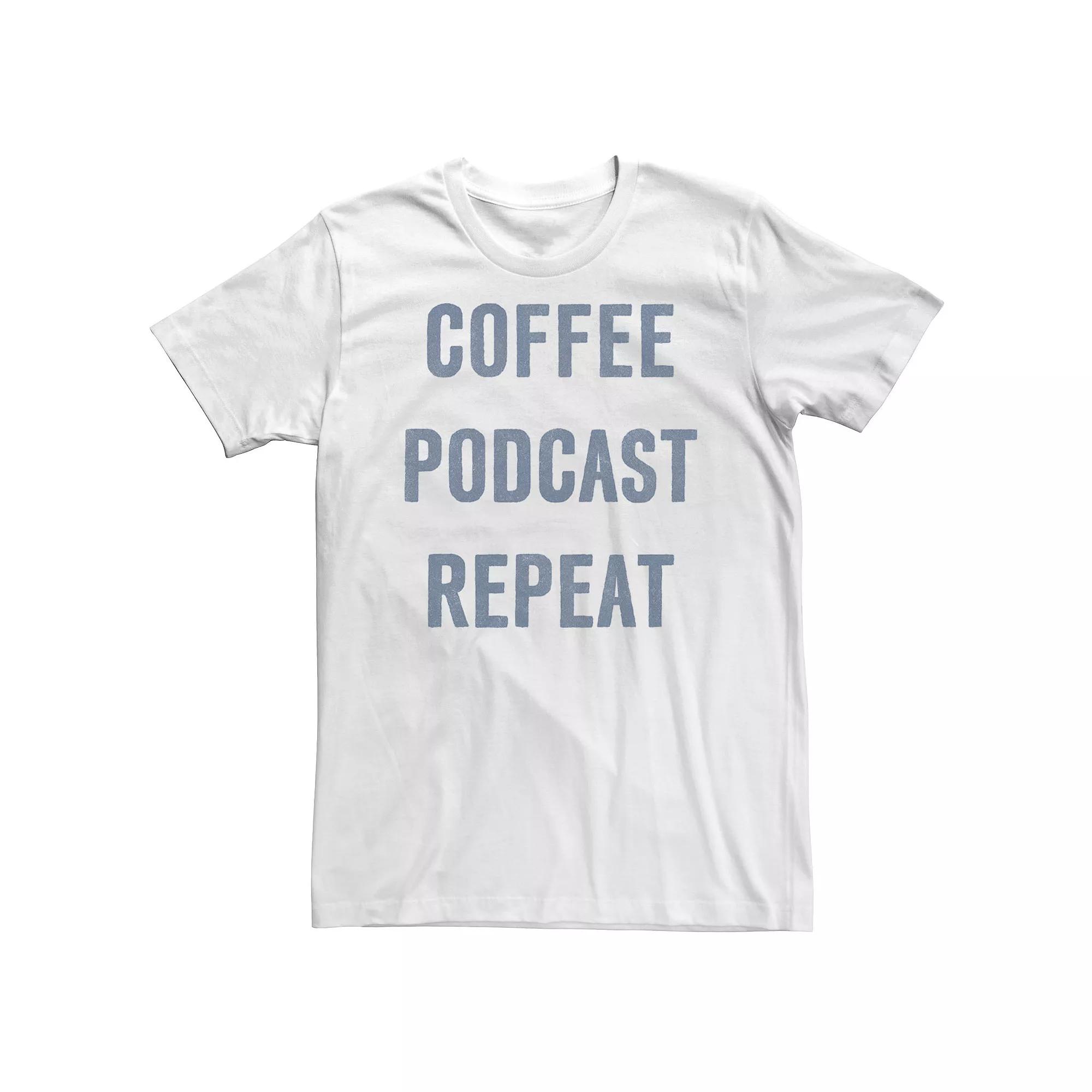 Big & Tall Trendy "Coffee Podcast Repeat" Tee, Men's,  Product Image