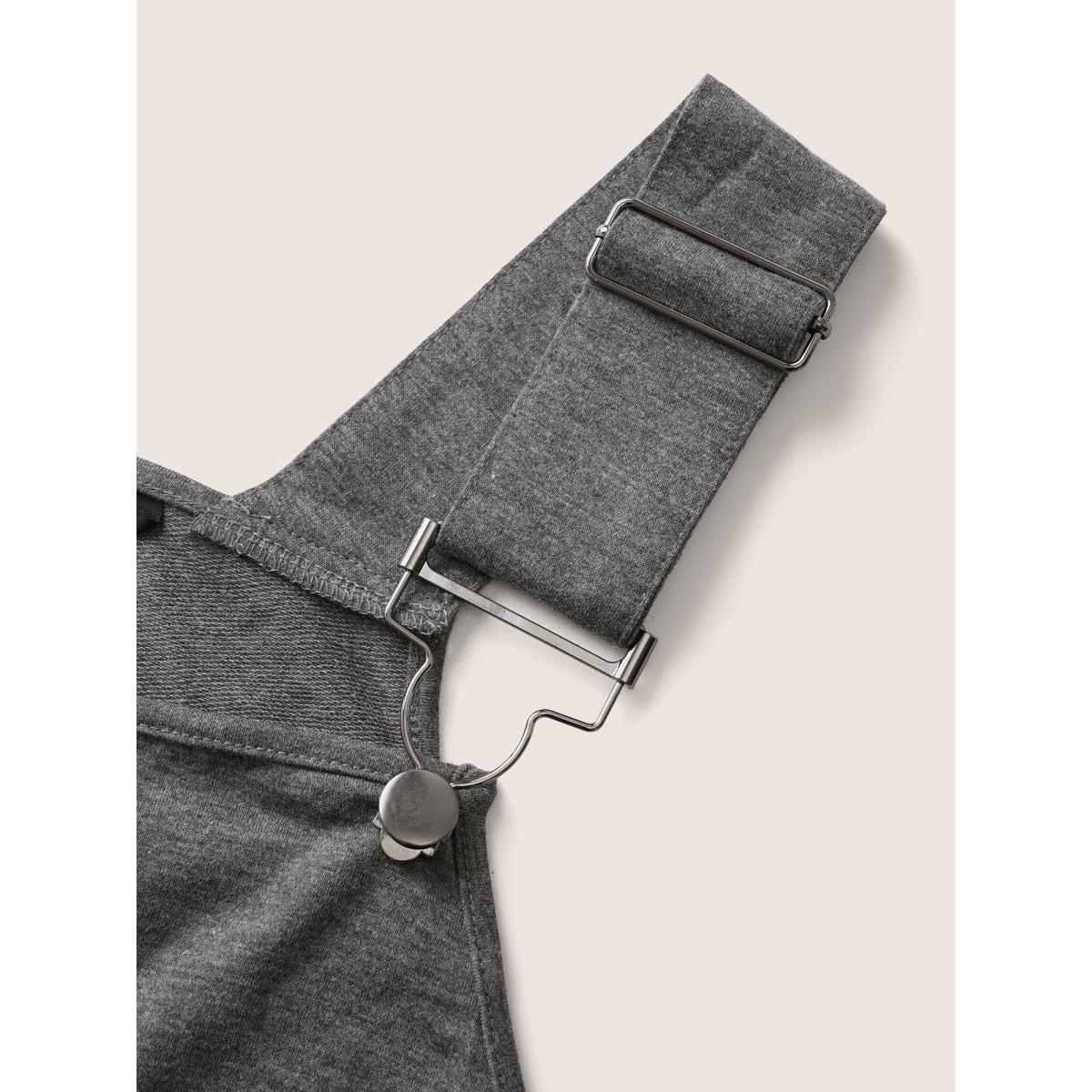 Plus Size DimGray Solid Pocket Drawstring Overall Romper Women Casual Sleeveless Non Everyday Loose Jumpsuits BloomChic 30/6X Product Image