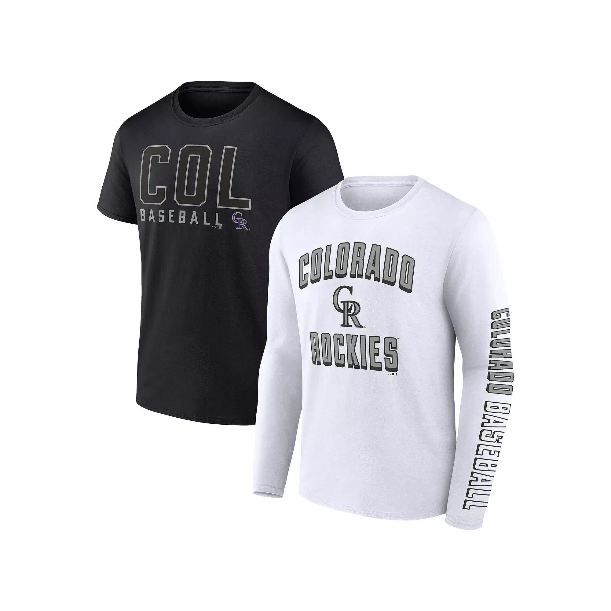 Men's Fanatics Branded Black/White Colorado Rockies Two-Pack Combo T-Shirt Set,  Product Image