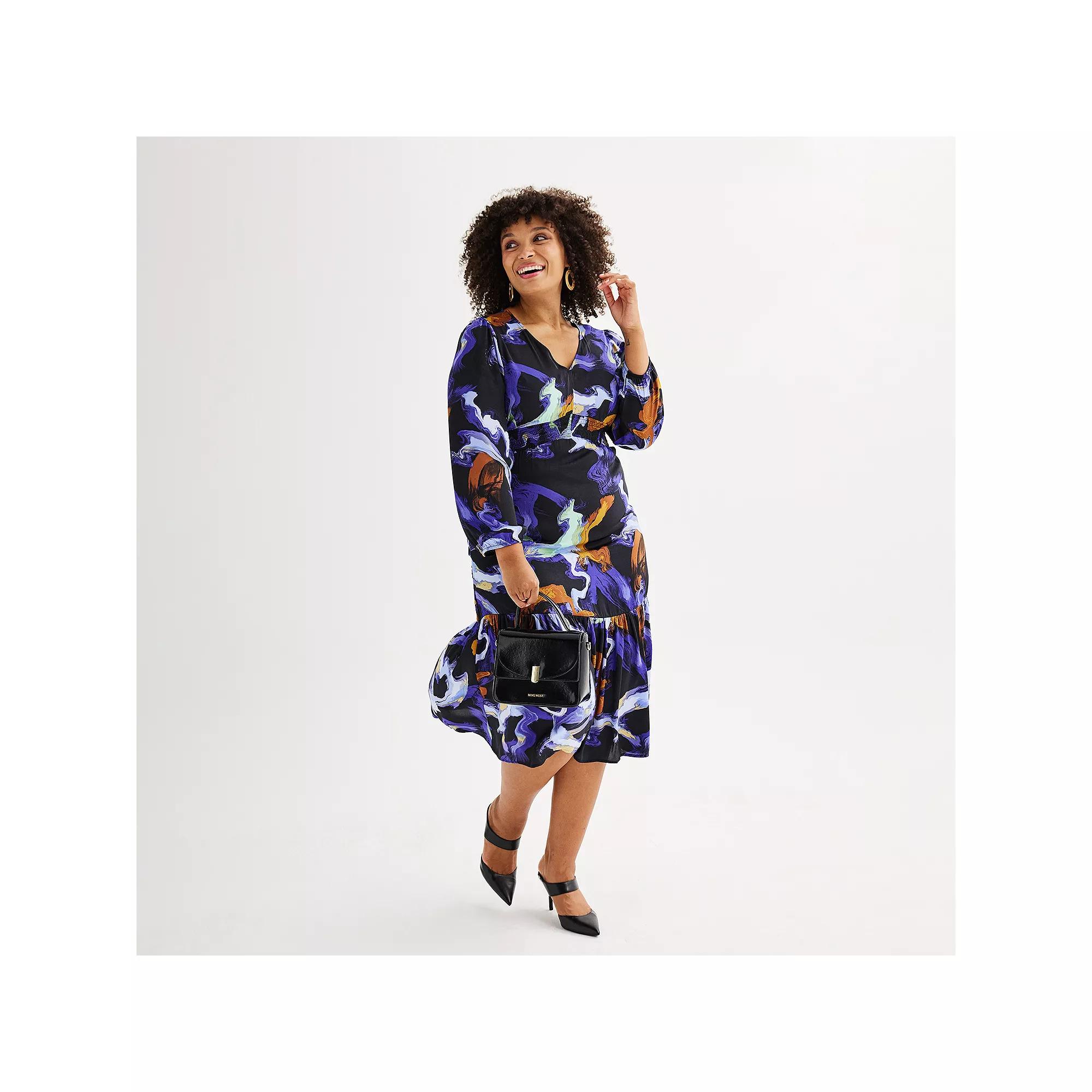 Women's Nine West Adaptive V-Neck Midi Dress,  Product Image