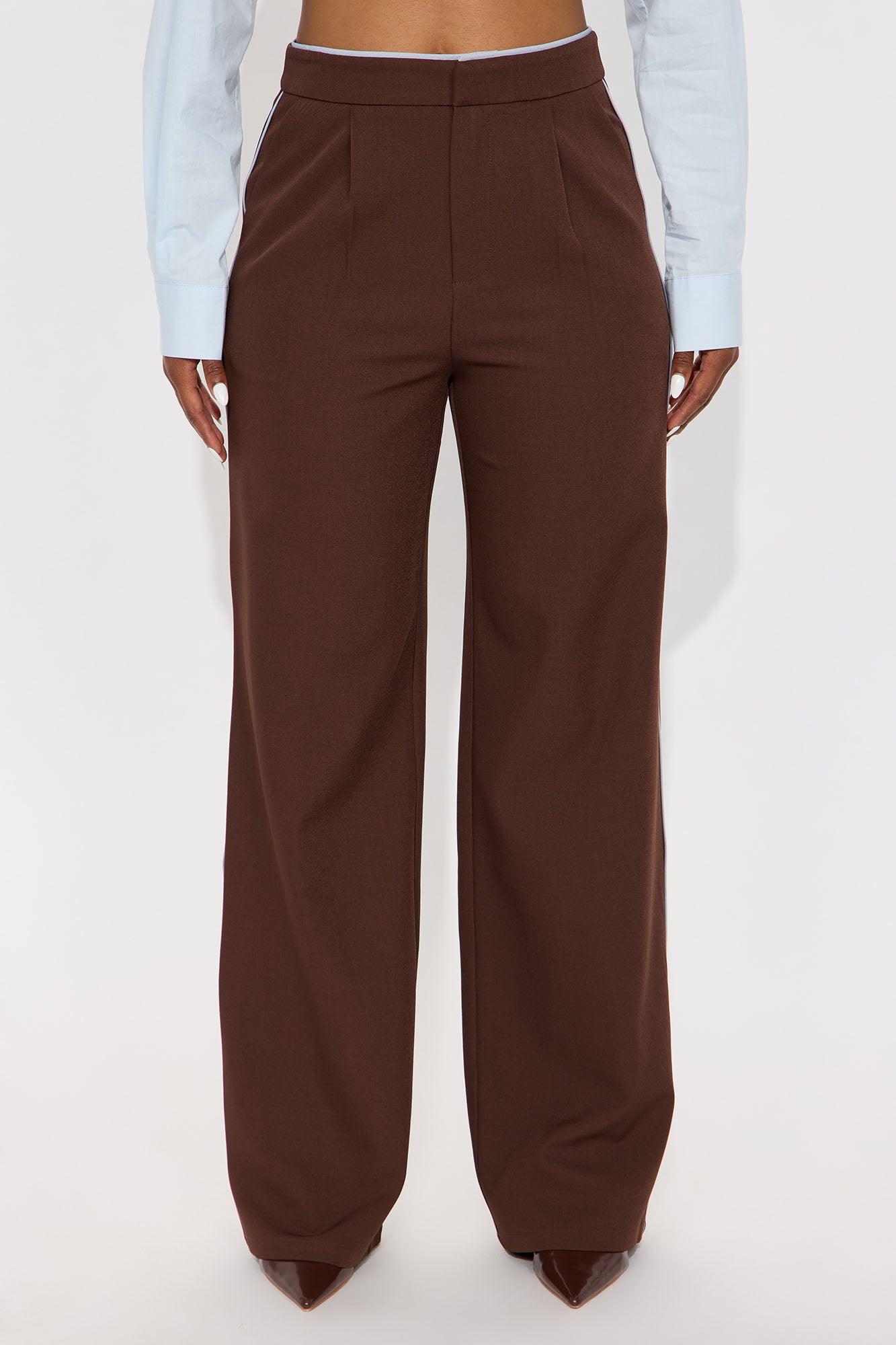 Faye Wide Leg Trouser Pants - Brown/combo Female Product Image