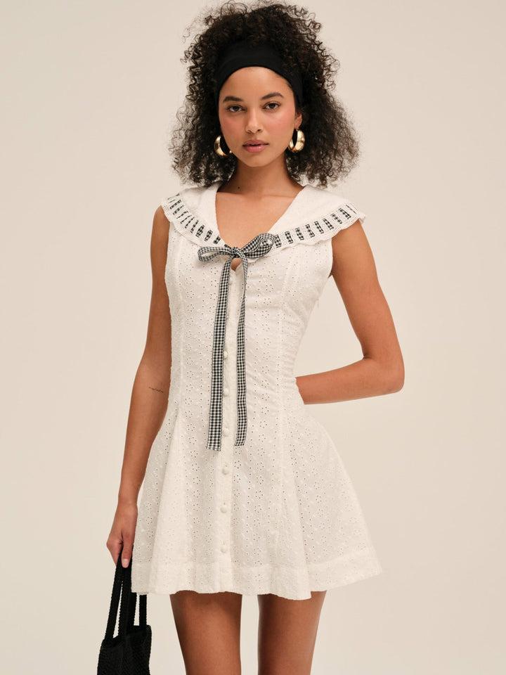 Rosie Ribbon Mini Dress — White Product Image