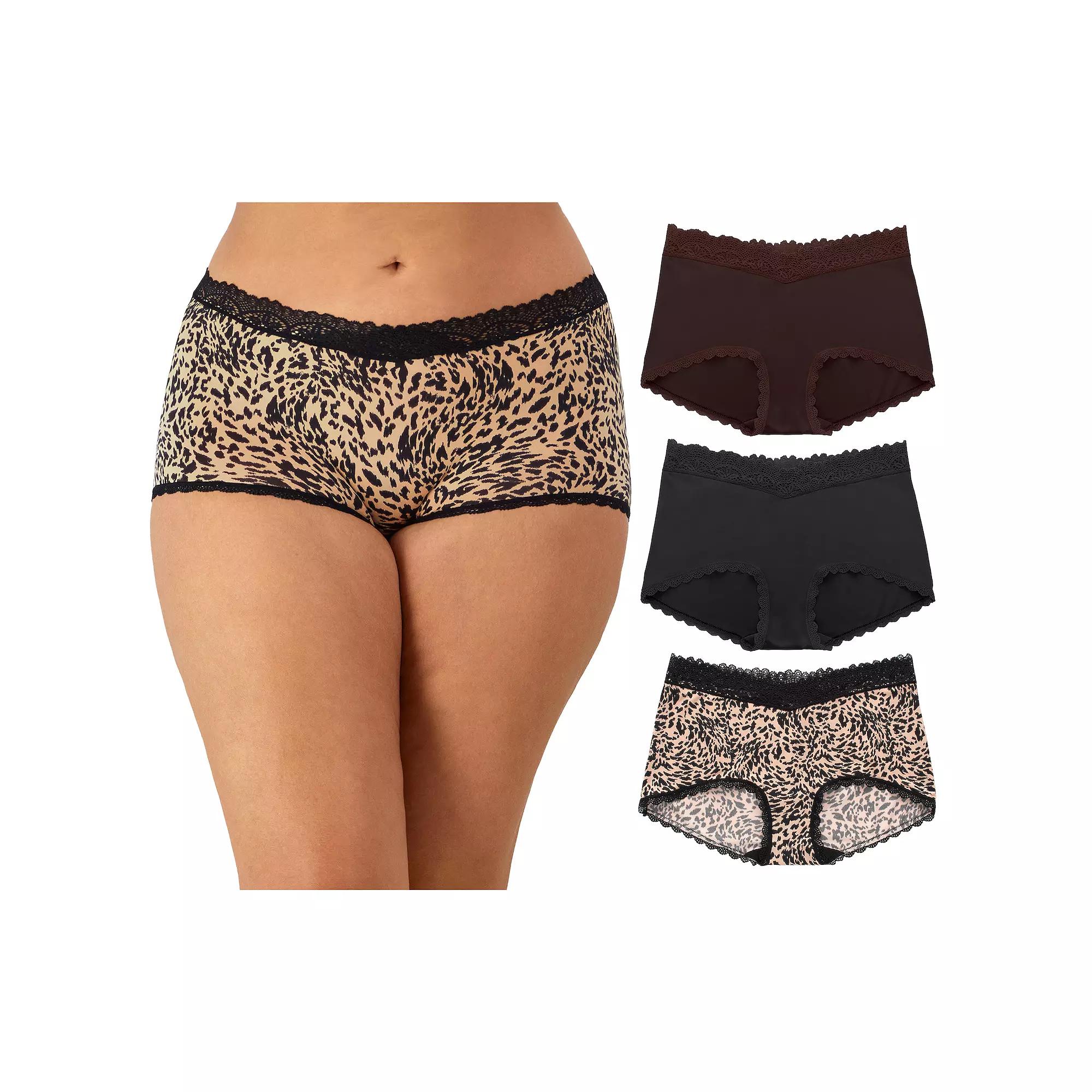 Maidenform 3-Pack Everyday Luxe Boyshort Underwear DM3TBS, Women's, Size: Large, Animal Print Pack Product Image