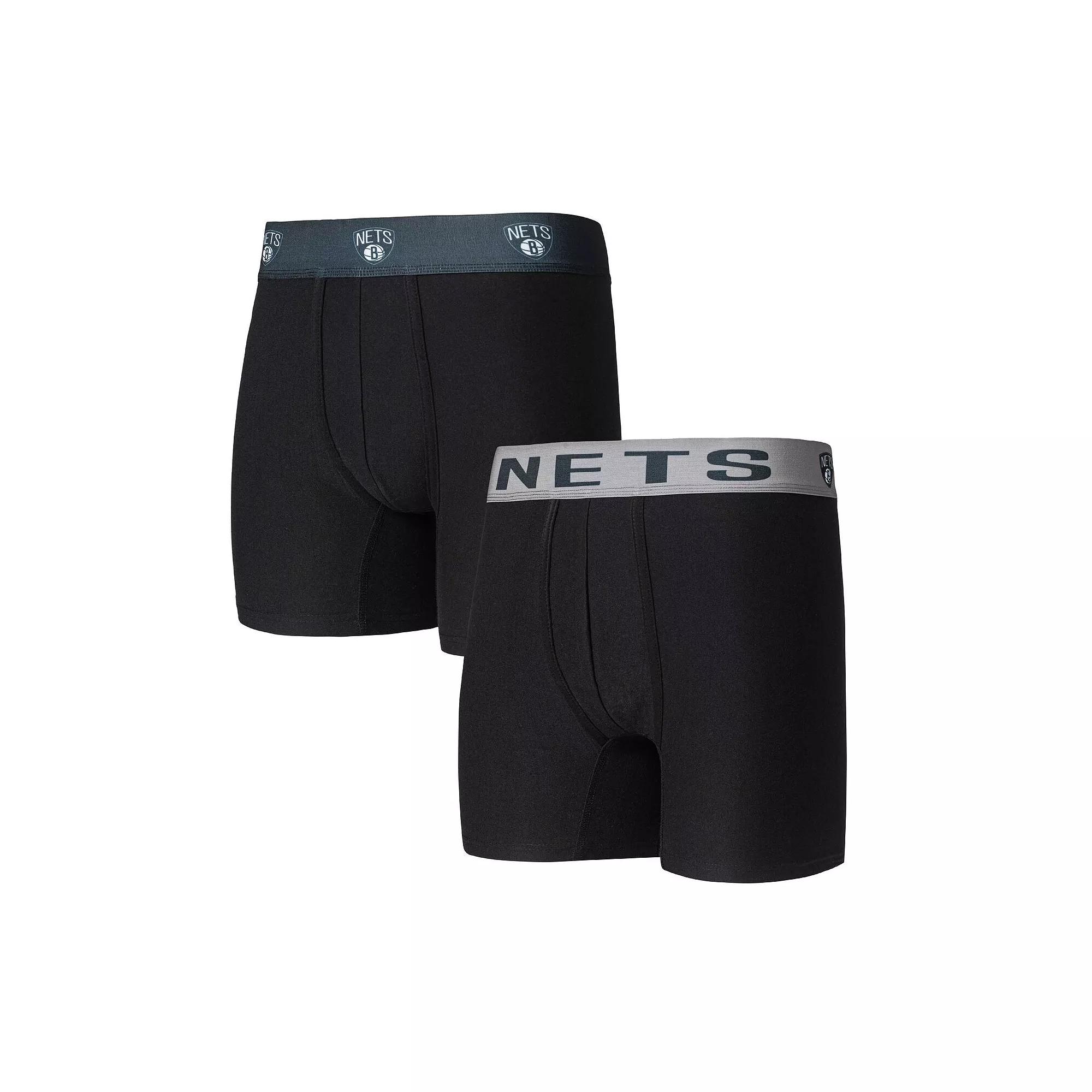 Men's Concepts Sport Black Brooklyn Nets Breakthrough 2-Pack Boxer Briefs,  Product Image