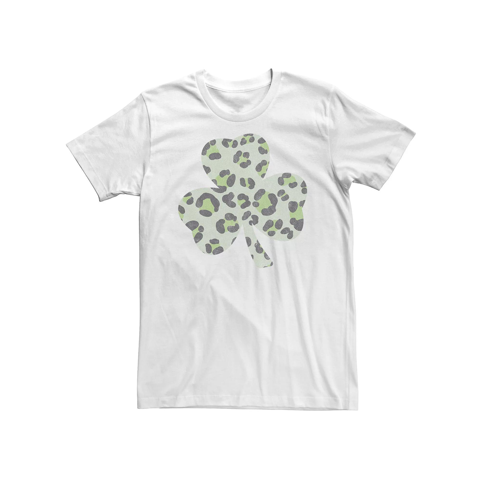 Big & Tall Trendy Cheetah Clover Fill Tee, Men's, Size: 5XL, White Product Image