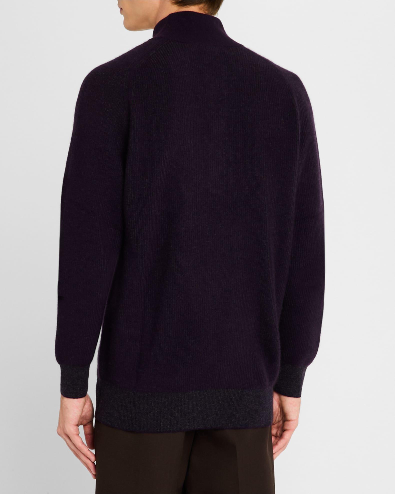 Mens Cashmere Rib Quarter-Placket Polo Sweater Product Image